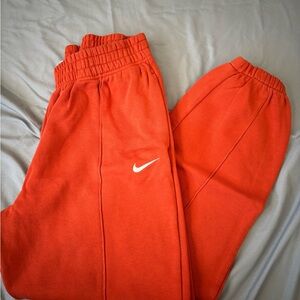 Nike Kids Bright Orange Jogger Sweatpants with White Swoosh